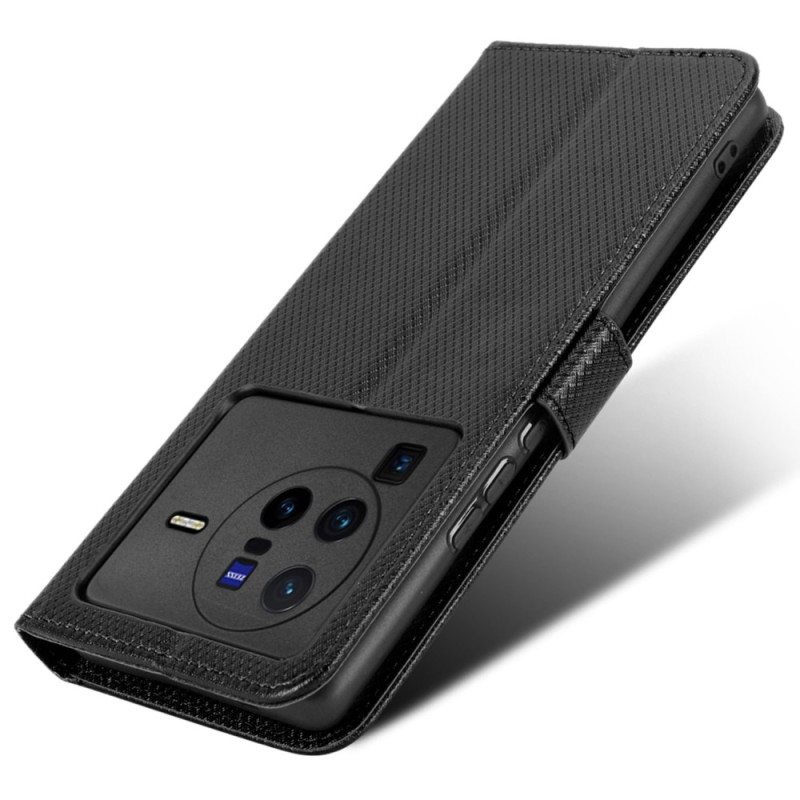 Flip Case Vivo X80 Pro Suojaketju Kuori Hiilikuituhihna