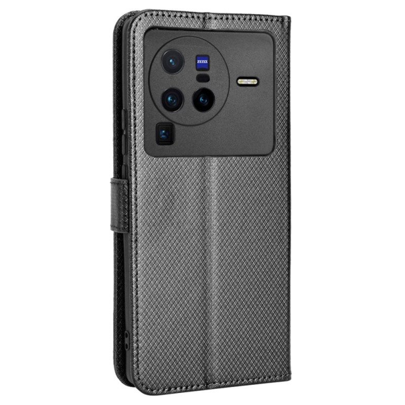 Flip Case Vivo X80 Pro Suojaketju Kuori Hiilikuituhihna