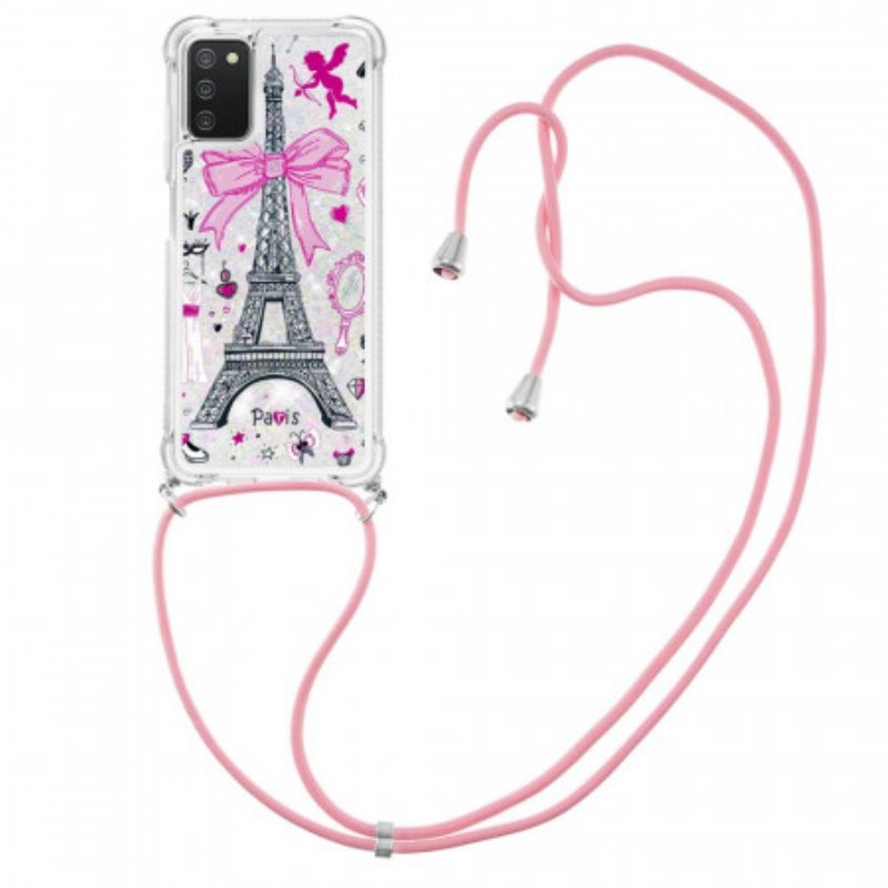 Case Samsung Galaxy A03s Kiristysnyörillä Cordon Eiffel Towerissa