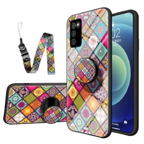 Case Samsung Galaxy A03s Patchwork Magneettipidike