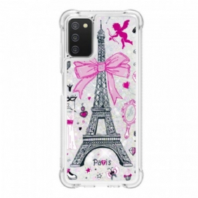 Kuori Samsung Galaxy A03s Eiffel-tornin Paljetteja