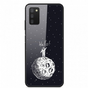 Kuori Samsung Galaxy A03s Hello Moon Karkaistu Lasi