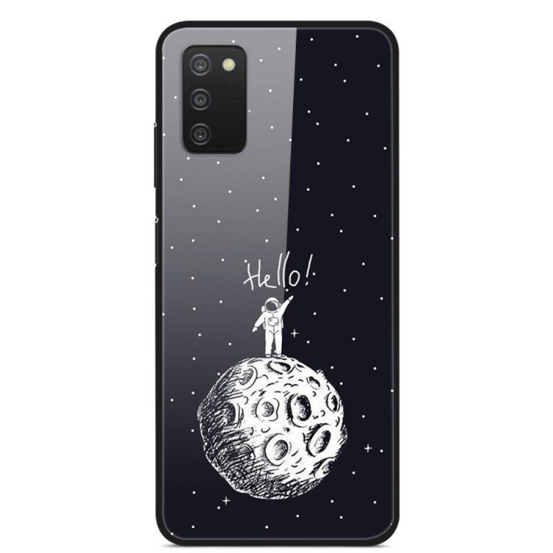 Kuori Samsung Galaxy A03s Hello Moon Karkaistu Lasi