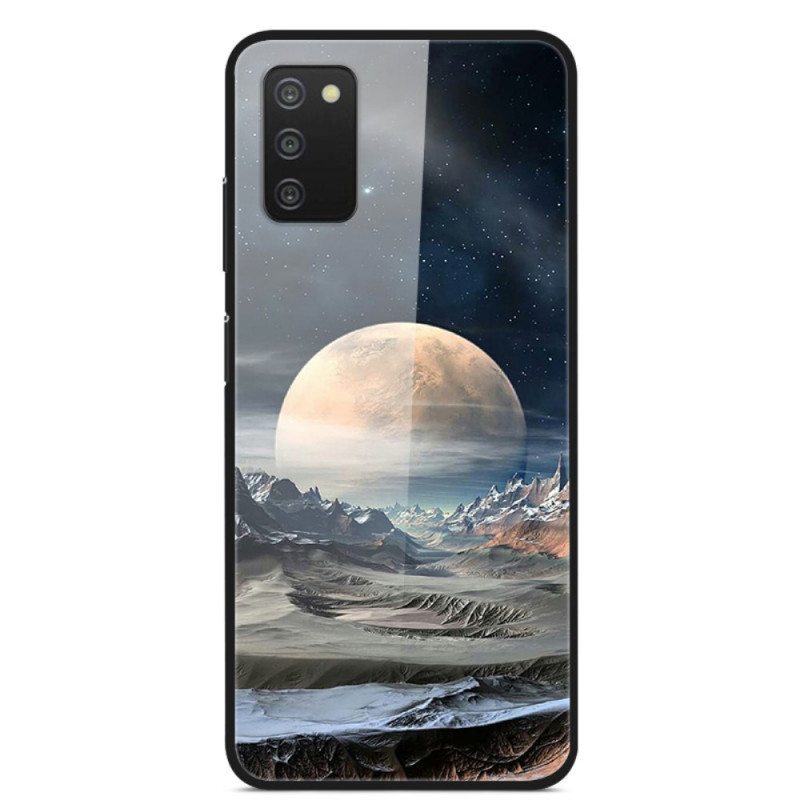 Kuori Samsung Galaxy A03s Space Moon Karkaistu Lasi