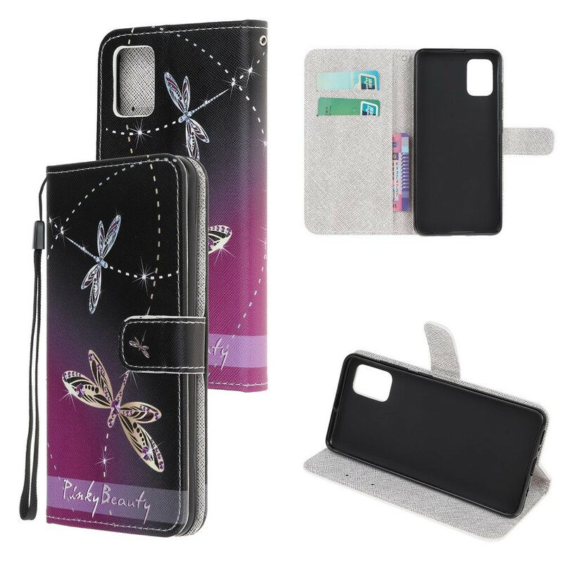 Nahkakotelo Samsung Galaxy A31 Suojaketju Kuori Strappy Dragonflies