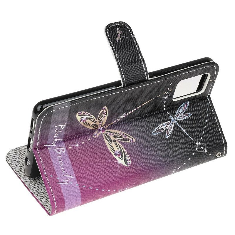 Nahkakotelo Samsung Galaxy A31 Suojaketju Kuori Strappy Dragonflies