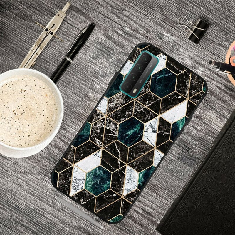 Case Huawei P Smart 2021 Tumma Geometrinen Marmori