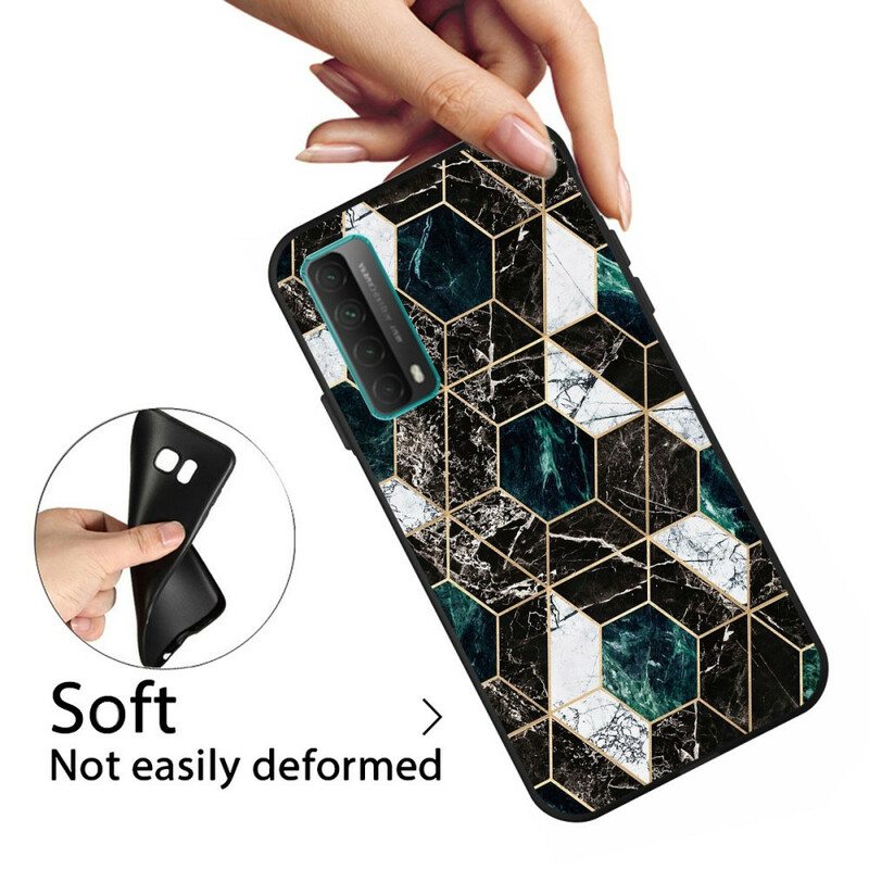 Case Huawei P Smart 2021 Tumma Geometrinen Marmori