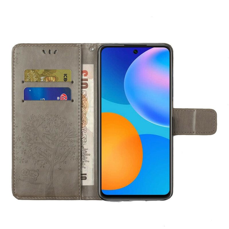 Flip Case Huawei P Smart 2021 Suojaketju Kuori Tangapuu Ja Pöllöt