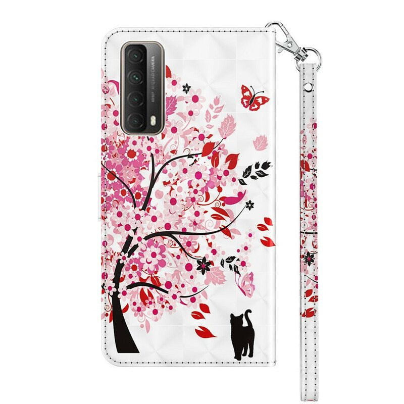 Flip Case Huawei P Smart 2021 Vaaleanpunainen Puu