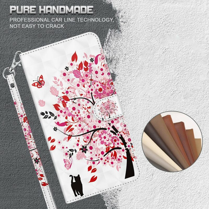 Flip Case Huawei P Smart 2021 Vaaleanpunainen Puu