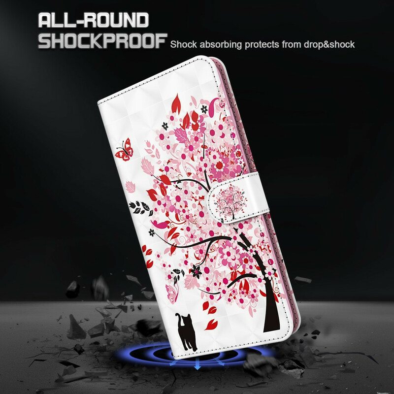 Flip Case Huawei P Smart 2021 Vaaleanpunainen Puu