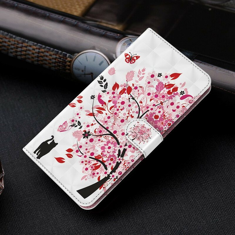 Flip Case Huawei P Smart 2021 Vaaleanpunainen Puu