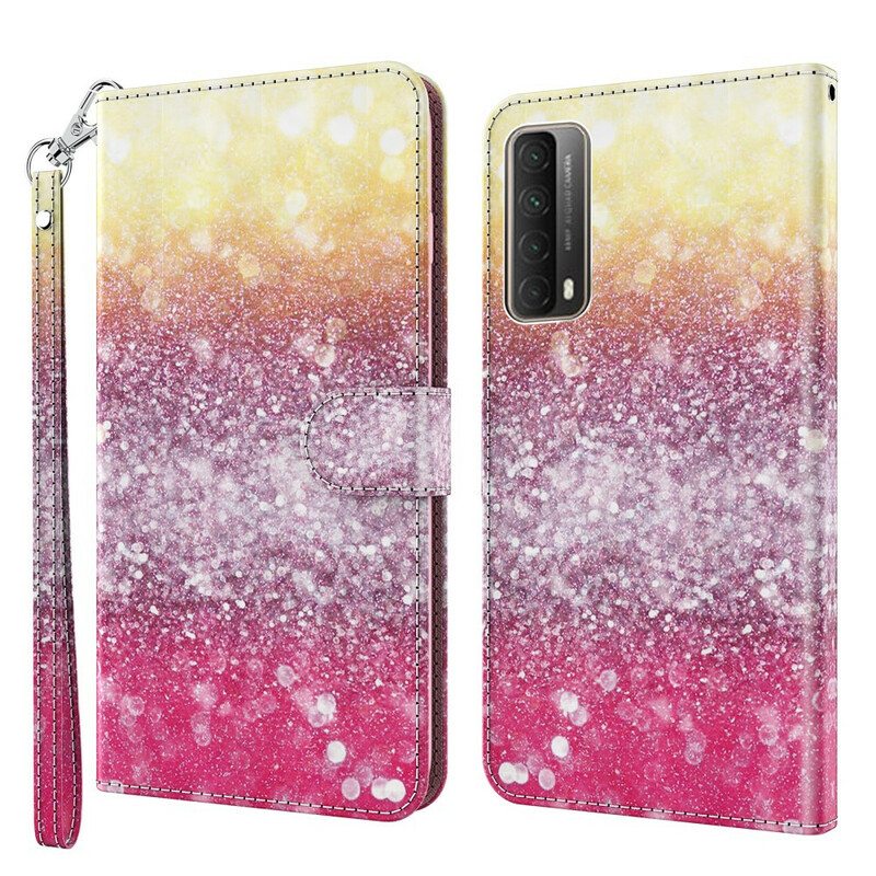 Kotelot Huawei P Smart 2021 Magenta Glitter Gradientti