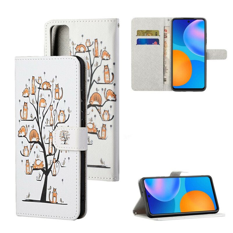 Kotelot Huawei P Smart 2021 Suojaketju Kuori Funky Cats Hihnalla