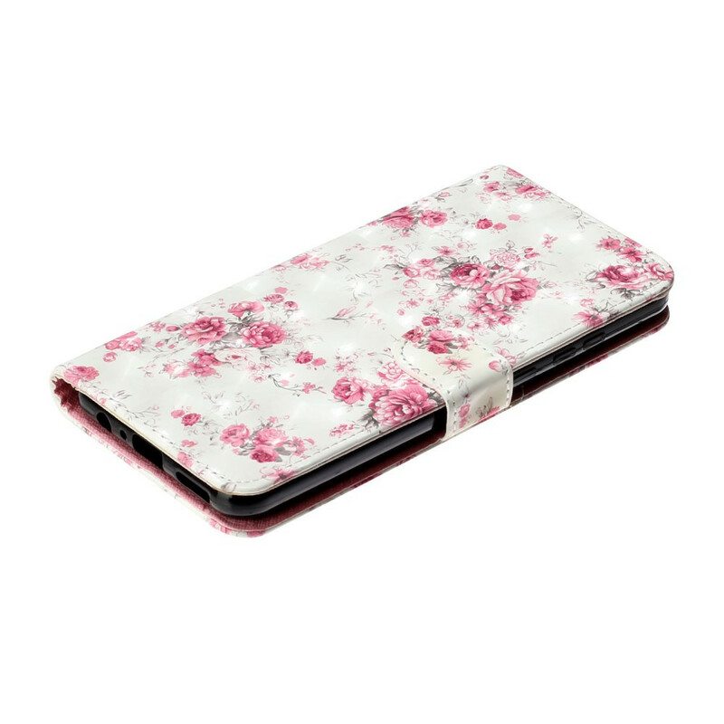 Flip Case Huawei Y6p Suojaketju Kuori Strap Light Spot Flowers