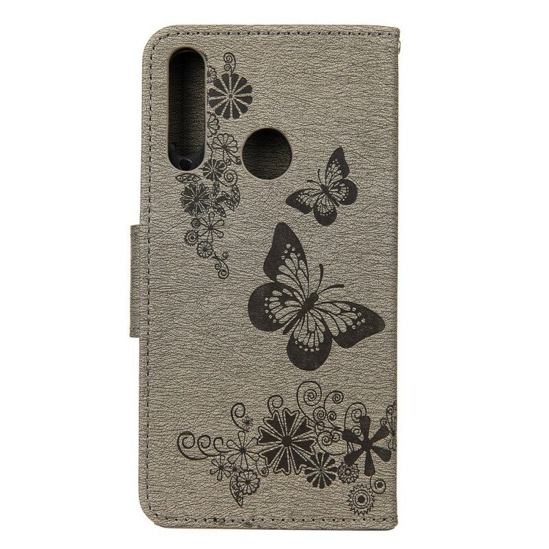 Flip Case Huawei Y6p Vain Perhosia Kaulanauhalla