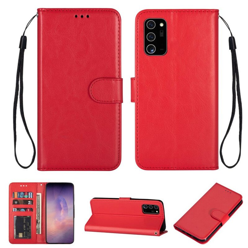 Flip Case Samsung Galaxy Note 20 Suojaketju Kuori Solid Color Series Strappy