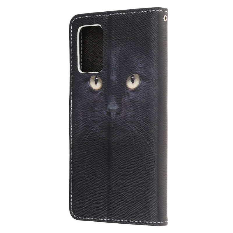 Kotelot Samsung Galaxy Note 20 Suojaketju Kuori Strappy Black Cat Eyes