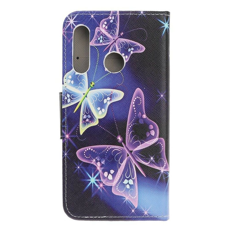 Nahkakotelo Huawei P Smart Z Neon Perhosia