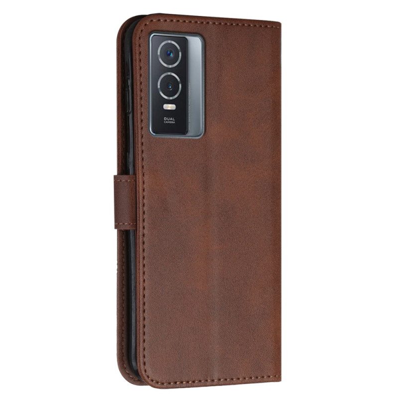 Flip Case Vivo Y76 5G Suojaketju Kuori Strappy Geo Leather Effect