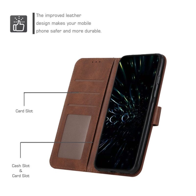 Flip Case Vivo Y76 5G Suojaketju Kuori Strappy Geo Leather Effect