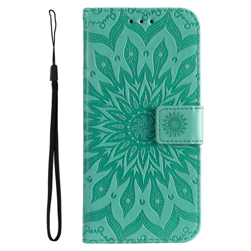 Flip Case Vivo Y22s Mandala-aurinko Kaulanauhalla