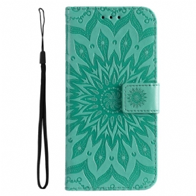 Flip Case Vivo Y22s Mandala-aurinko Kaulanauhalla