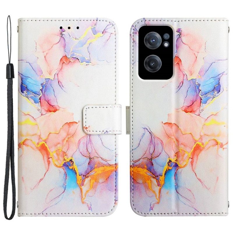 Flip Case OnePlus Nord CE 2 5G Suojaketju Kuori Strip Marble