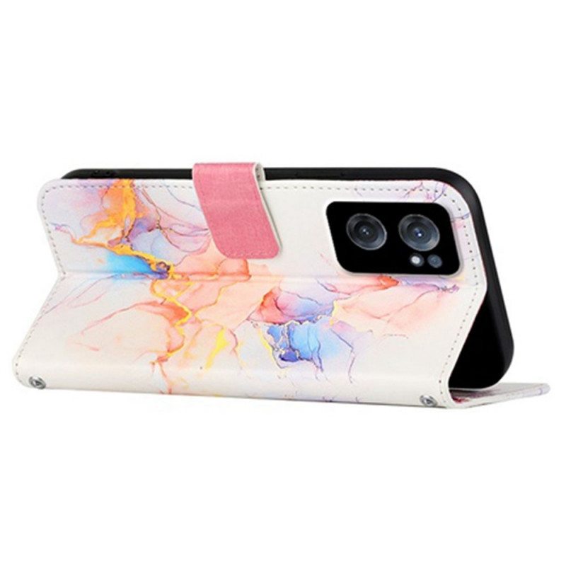 Flip Case OnePlus Nord CE 2 5G Suojaketju Kuori Strip Marble