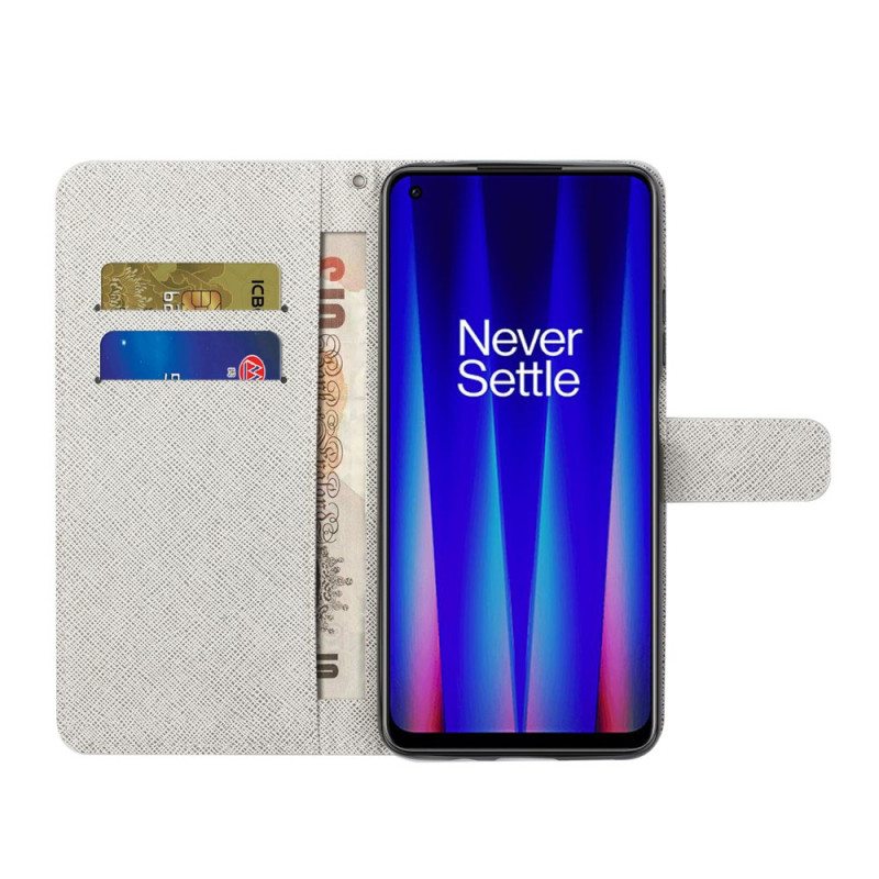 Kotelot OnePlus Nord CE 2 5G Sinisiä Ja Vaaleanpunaisia Kukkia