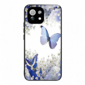 Case Xiaomi Mi 11 Lite 4G / 5G / 5G NE Blue Butterflies Karkaistu Lasi