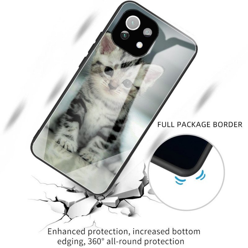 Case Xiaomi Mi 11 Lite 4G / 5G / 5G NE Kitten Karkaistu Lasi