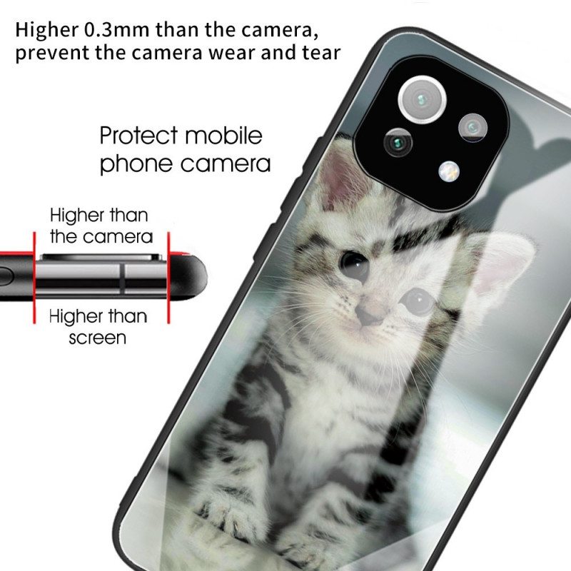 Case Xiaomi Mi 11 Lite 4G / 5G / 5G NE Kitten Karkaistu Lasi