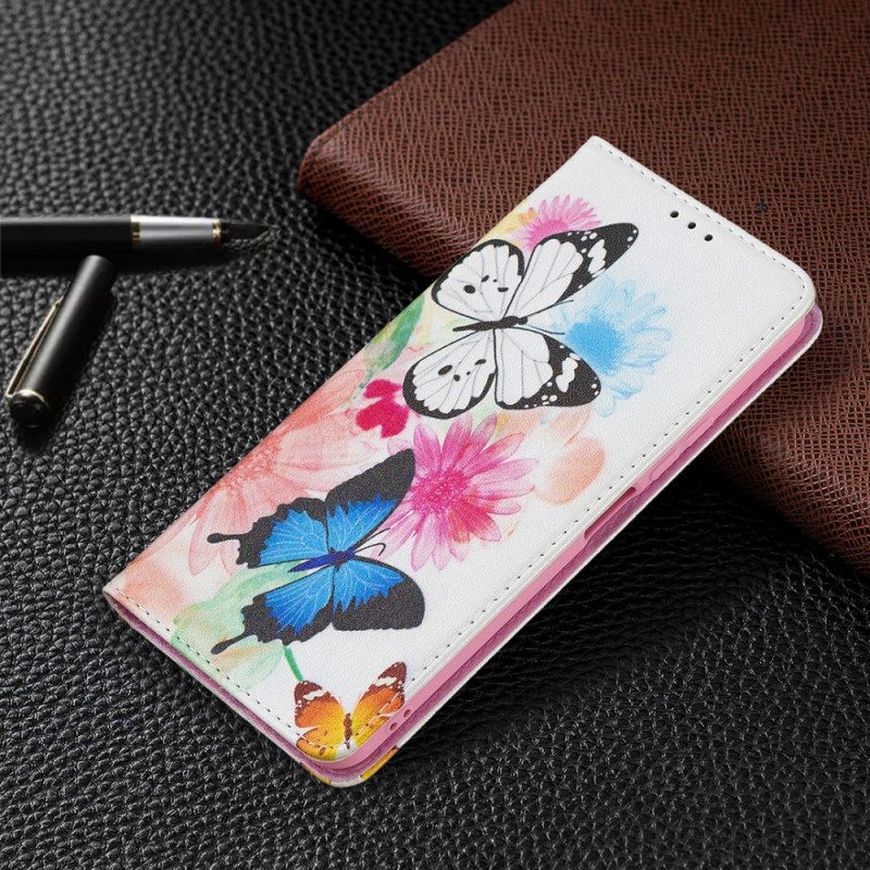 Flip Case Xiaomi Mi 11 Lite 4G / 5G / 5G NE Maalattuja Perhosia Ja Kukkia