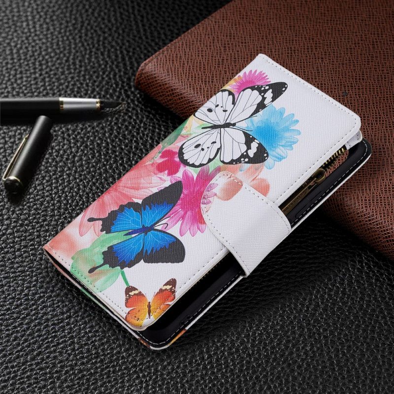 Flip Case Xiaomi Mi 11 Lite 4G / 5G / 5G NE Perhosten Vetoketjullinen Tasku