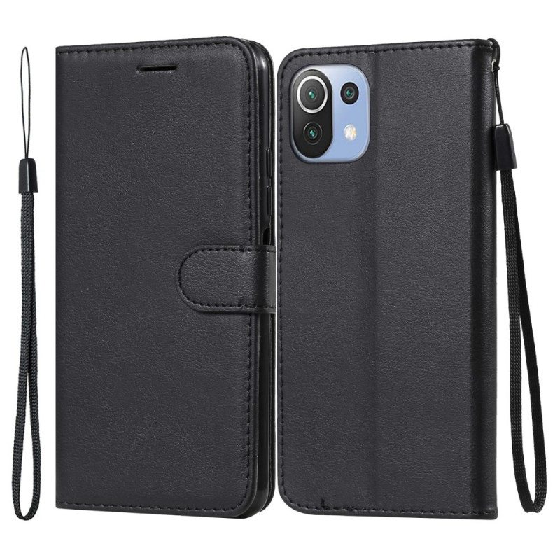 Flip Case Xiaomi Mi 11 Lite 4G / 5G / 5G NE Suojaketju Kuori Strappy Leather Effect