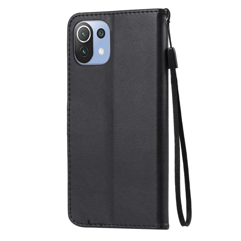 Flip Case Xiaomi Mi 11 Lite 4G / 5G / 5G NE Suojaketju Kuori Strappy Leather Effect