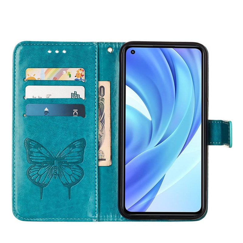 Kotelot Xiaomi Mi 11 Lite 4G / 5G / 5G NE Butterfly Design Kaulanauhalla