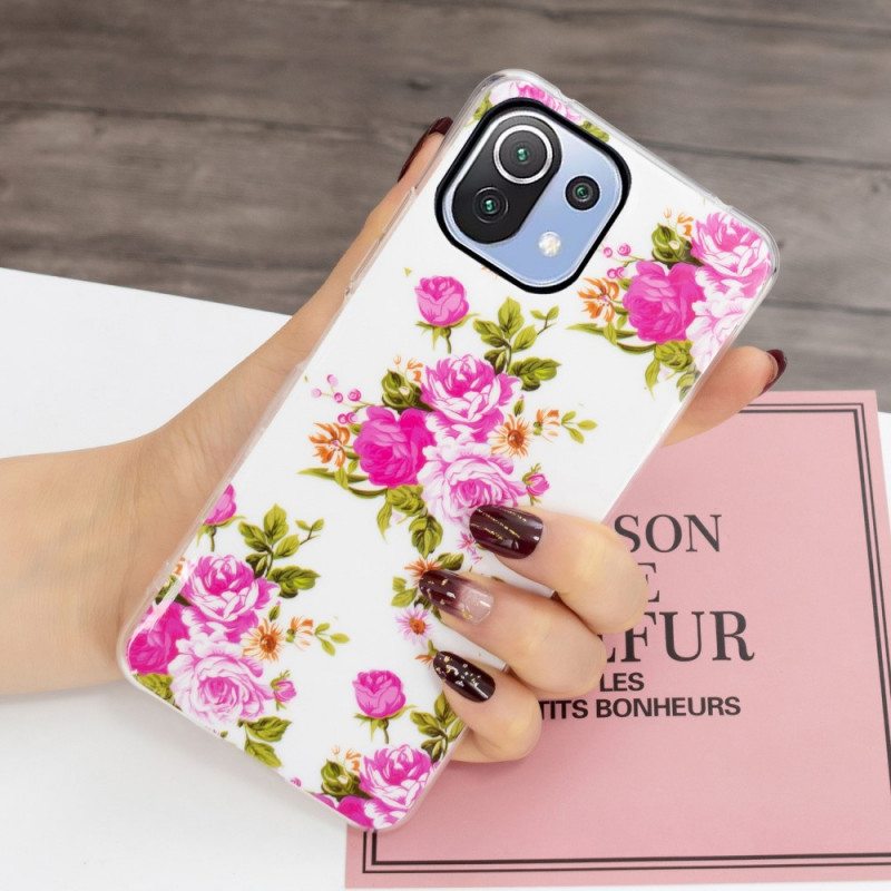 Kuori Xiaomi Mi 11 Lite 4G / 5G / 5G NE Neon Liberty Flowers