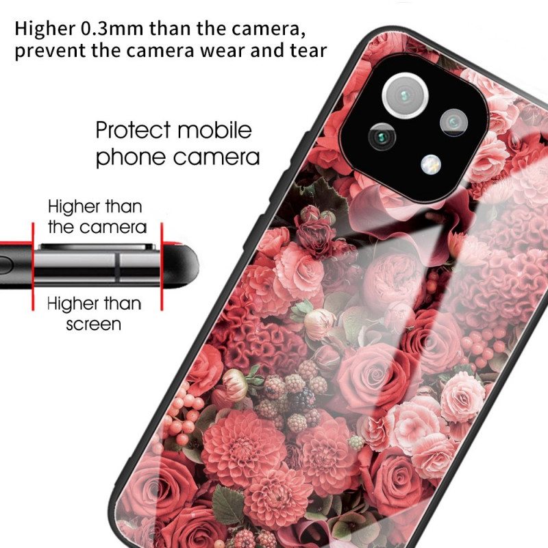 Kuori Xiaomi Mi 11 Lite 4G / 5G / 5G NE Rose Flowers Karkaistu Lasi