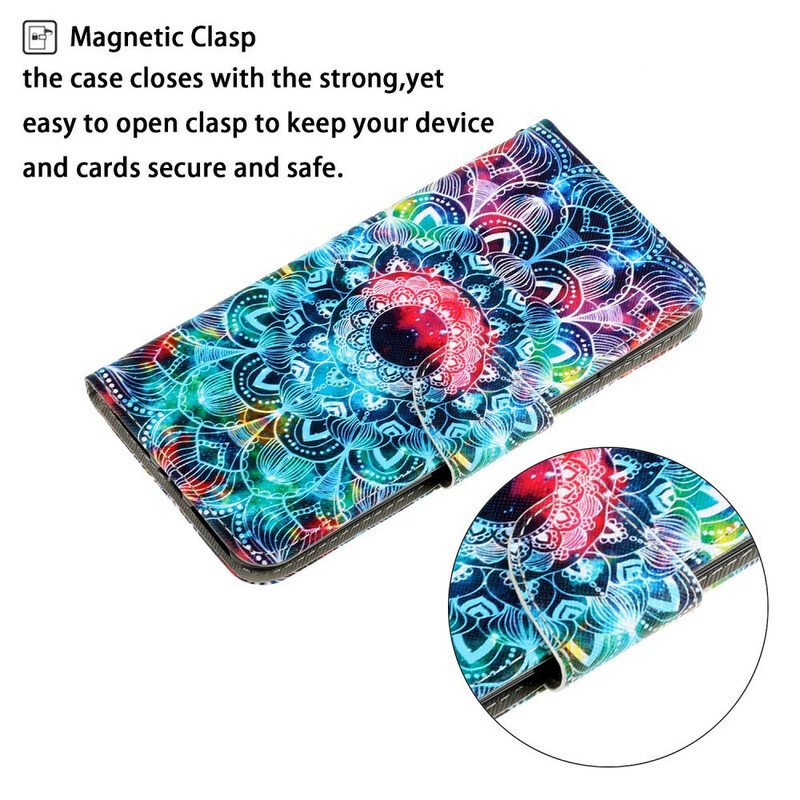 Nahkakotelo Xiaomi Redmi Note 9 Suojaketju Kuori Näyttävä Strappy Mandala