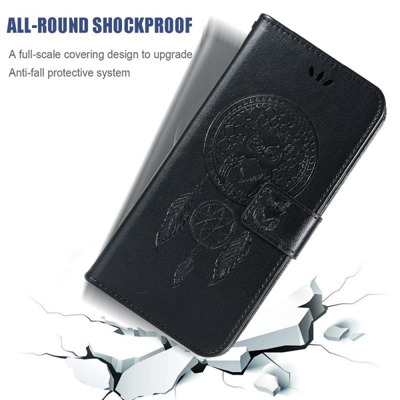 Flip Case Google Pixel 6 Pro Nahkaefekti Dreamcatcher Owl