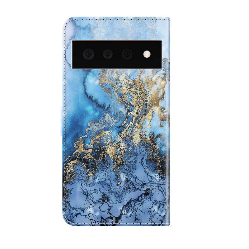 Kotelot Google Pixel 6 Pro Light Spot Marble Design Kaulanauhalla