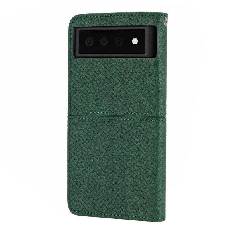 Kotelot Google Pixel 6 Pro Suojaketju Kuori Strappy Woven Leather Style