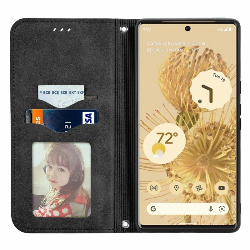 Puhelinkuoret Google Pixel 6 Pro Kotelot Flip Vintage Skin Touch Design