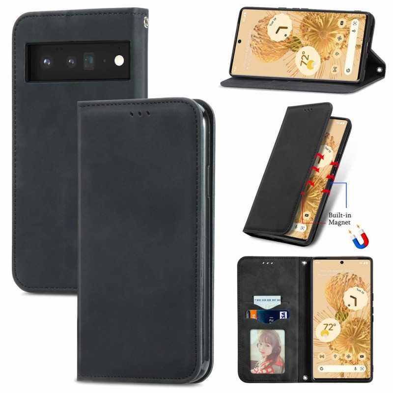 Puhelinkuoret Google Pixel 6 Pro Kotelot Flip Vintage Skin Touch Design