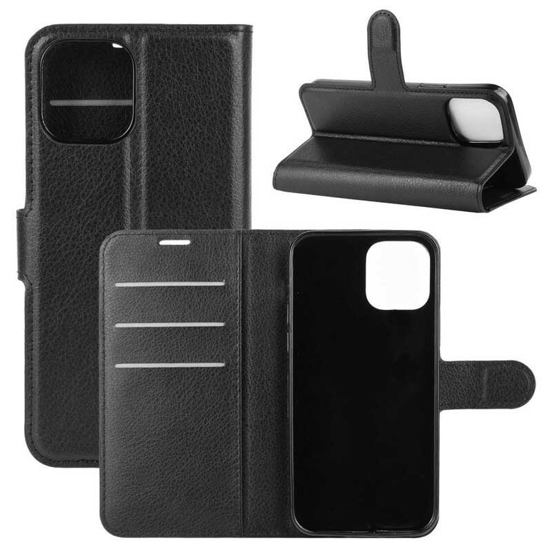 Flip Case iPhone 12 Pro Max Klassinen Litsi-nahkaefekti