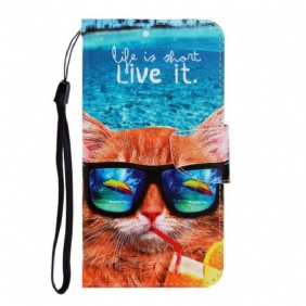 Kotelot iPhone 12 Pro Max Suojaketju Kuori Cat Live It Strappy