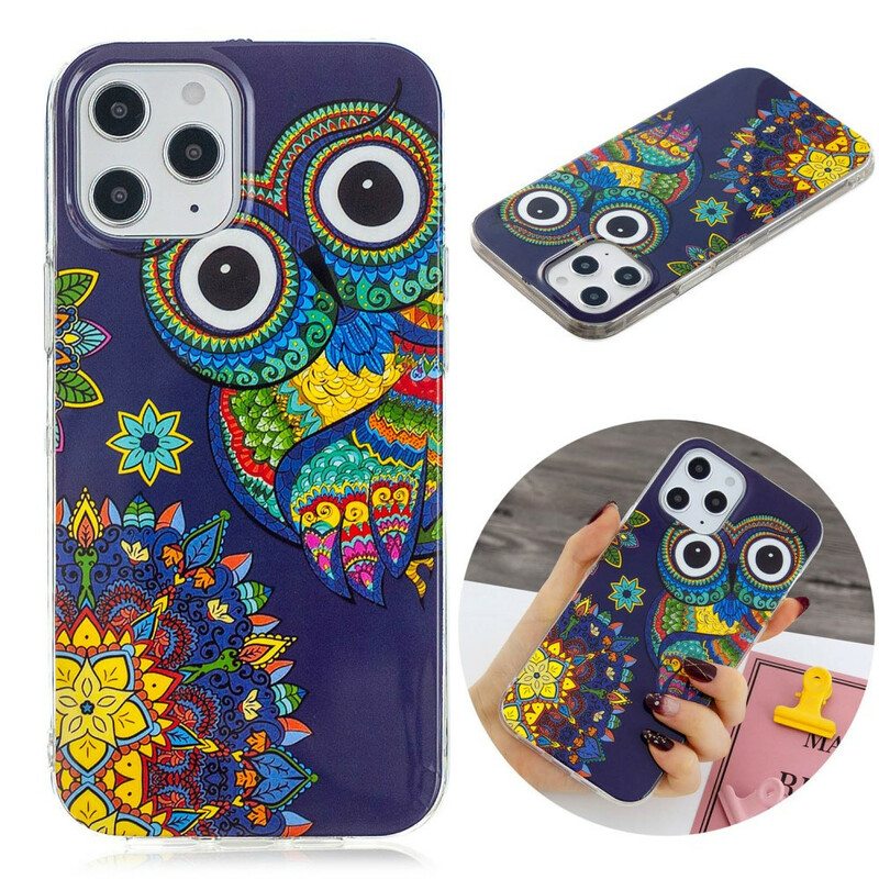 Kuori iPhone 12 Pro Max Fluoresoiva Pöllön Mandala